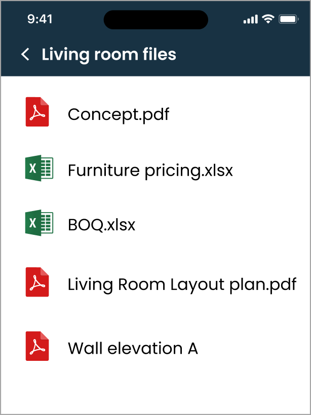 Arkchat messaging app: AEC firms can organise conversation and files related to different project spaces systematically mobile screen image 2