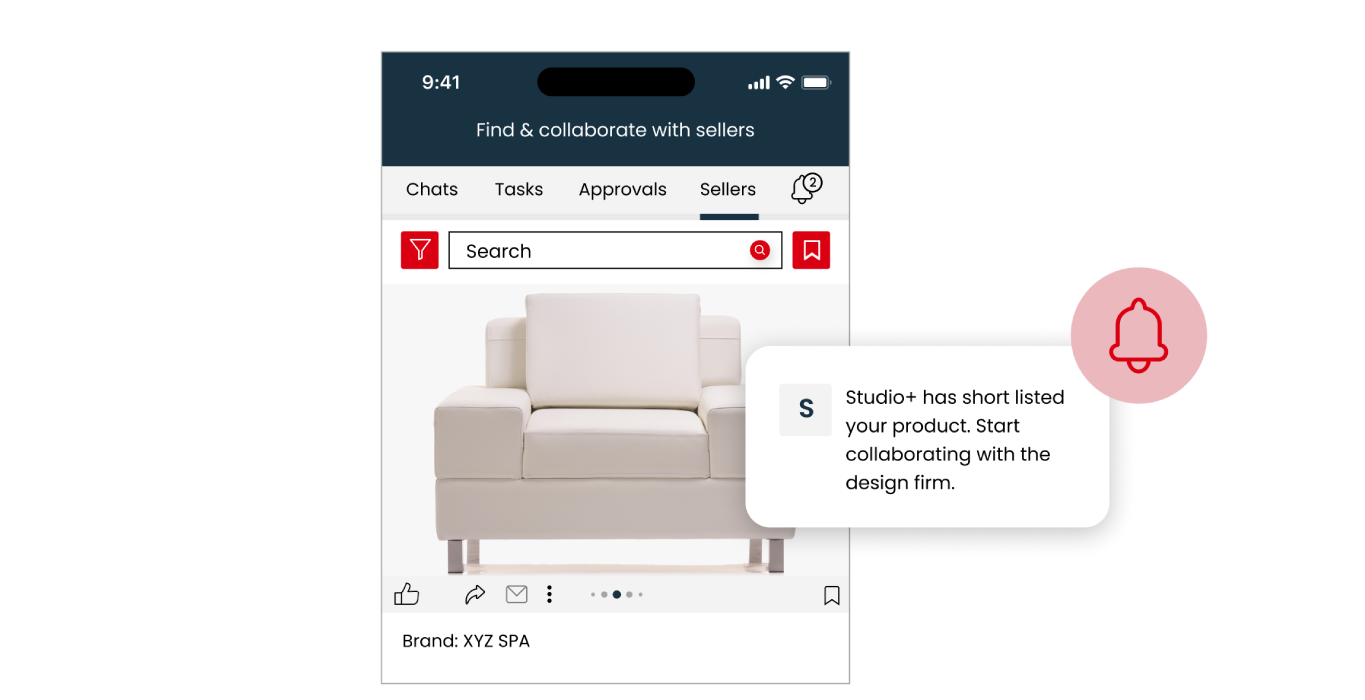 Arkchat messaging app: AEC manufacturers can collaborate with FF&E teams of Architects, designers through messaging web screen image