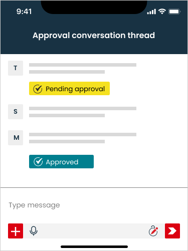 Arkchat messaging app: View approval related conversations in respective message threads