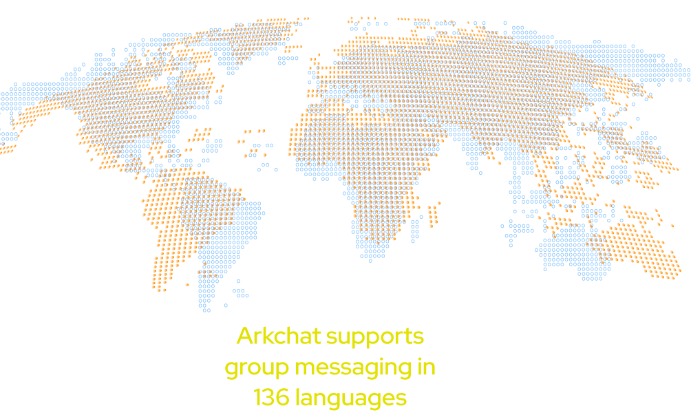 Arkchat messaging app: Manufacturers can chat with others in 136 languages. Mobile screen