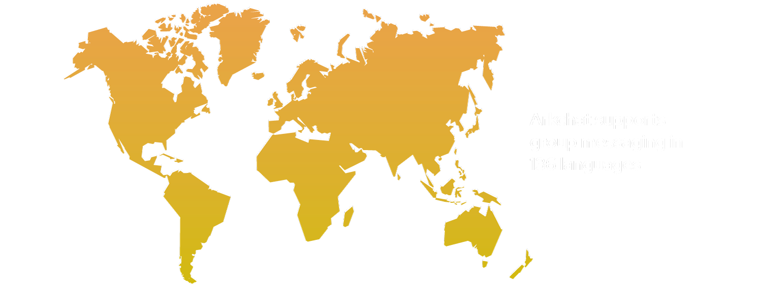 Arkchat messaging app: Corporates and institutions can chat with their employees and customers in 136 languages. Web screen