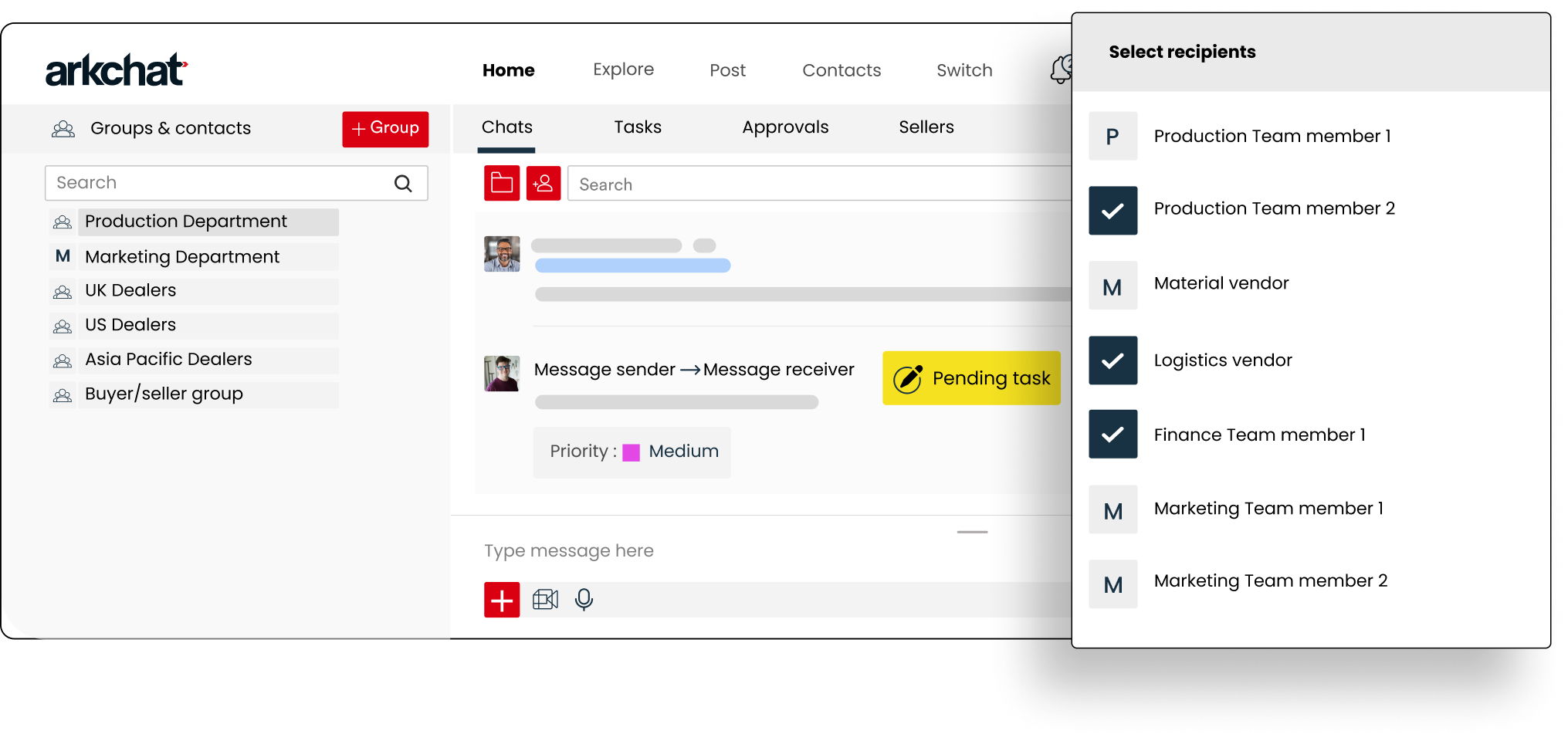 Arkchat messaging app: Manufacturers can reduce response time by collaborating with dealers vendors and customers on Arkchat. Web image